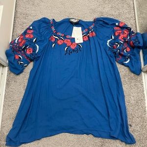 NWT Vintage Collection Royal Blue Embroidery Tunic size XL